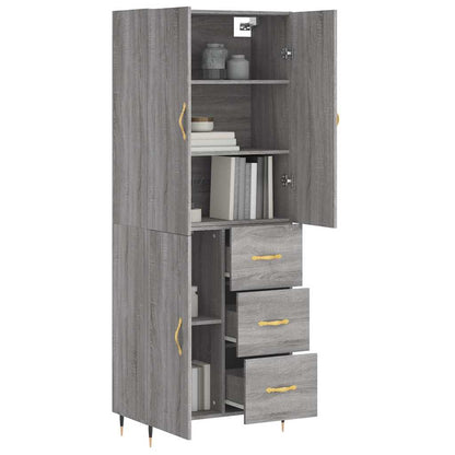 Highboard Grey Sonoma 69.5x34x180 cm Engineered Wood