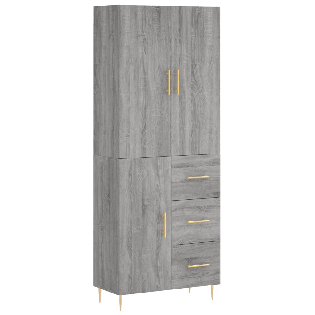 Highboard Grey Sonoma 69.5x34x180 cm Engineered Wood