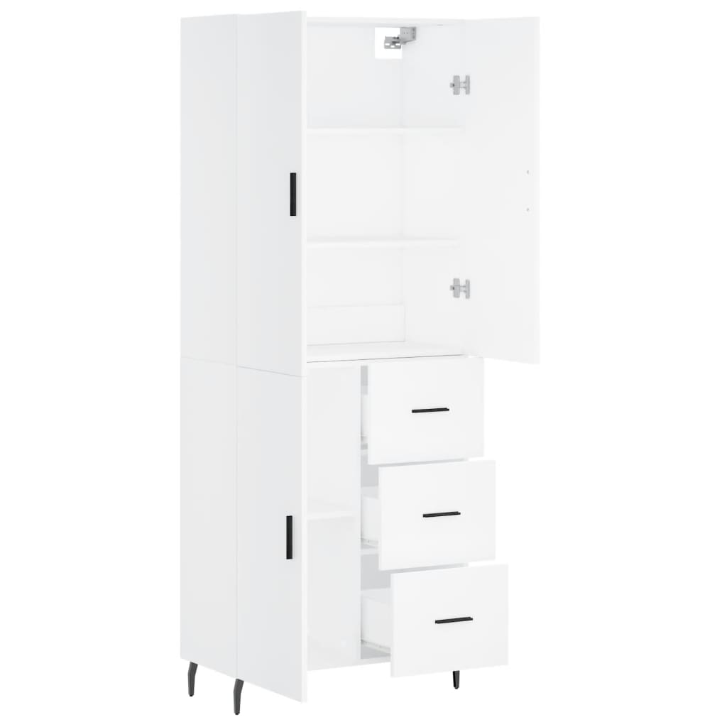 Highboard White 69,5x34x180 cm Engineered Wood