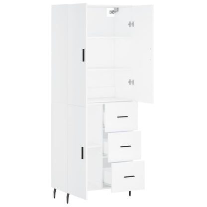 Highboard White 69,5x34x180 cm Engineered Wood