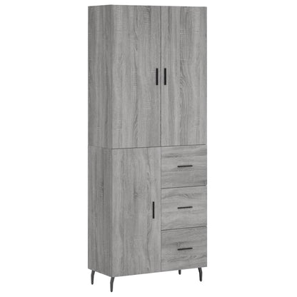 Highboard Grey Sonoma 69.5x34x180 cm Engineered Wood