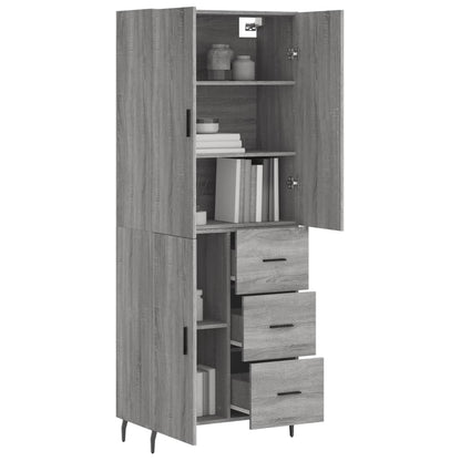 Highboard Grey Sonoma 69.5x34x180 cm Engineered Wood