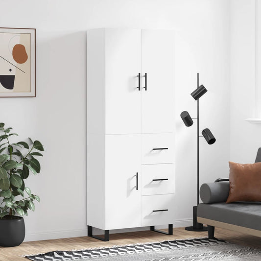 Highboard White 69,5x34x180 cm Engineered Wood