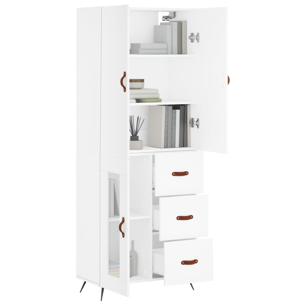 Highboard White 69,5x34x180 cm Engineered Wood