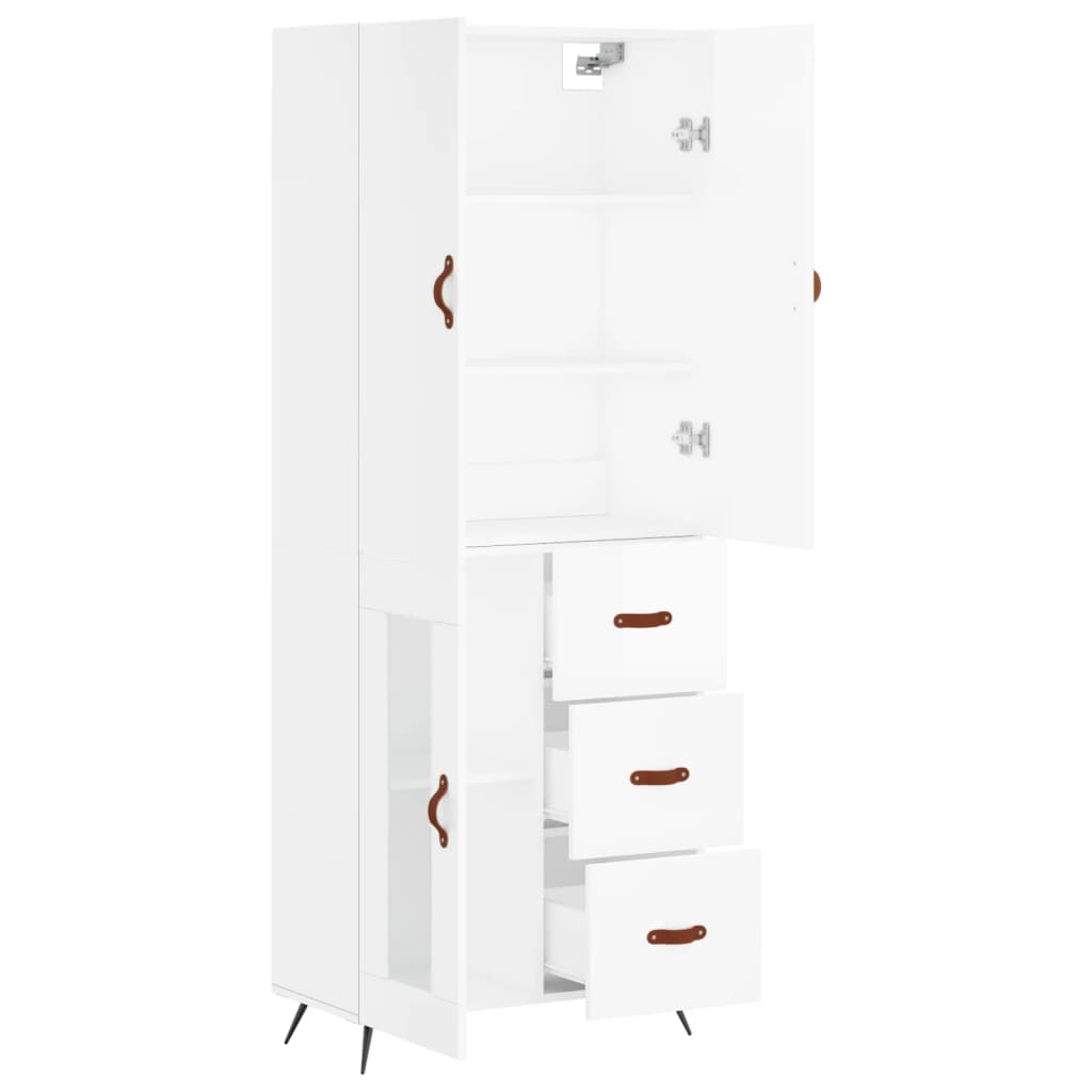 Highboard White 69.5x34x180 cm Engineered Wood