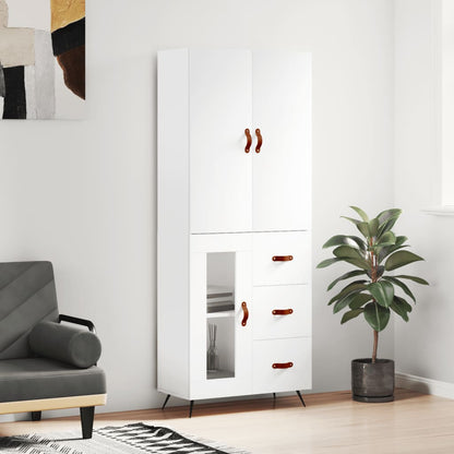 Highboard White 69.5x34x180 cm Engineered Wood