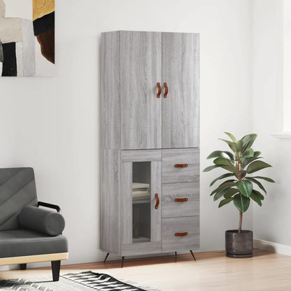 Highboard Grey Sonoma 69.5x34x180 cm Engineered Wood