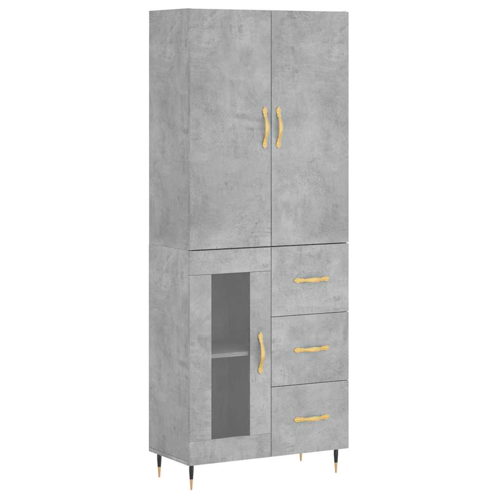 Highboard Concrete Grey 69.5x34x180 cm Engineered Wood