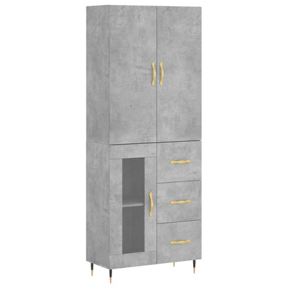 Highboard Concrete Grey 69.5x34x180 cm Engineered Wood