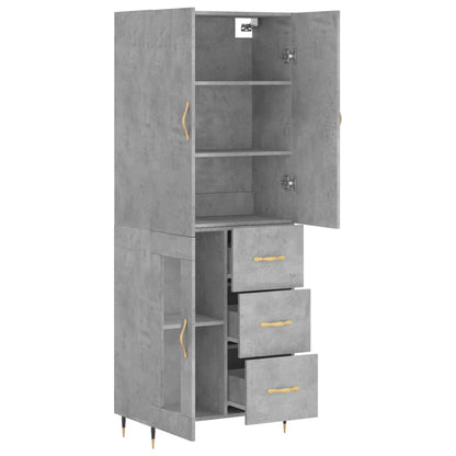Highboard Concrete Grey 69.5x34x180 cm Engineered Wood