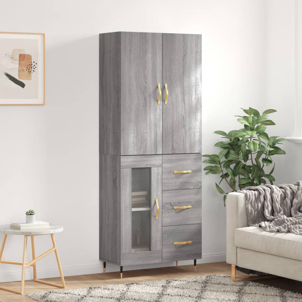 Highboard Grey Sonoma 69.5x34x180 cm Engineered Wood