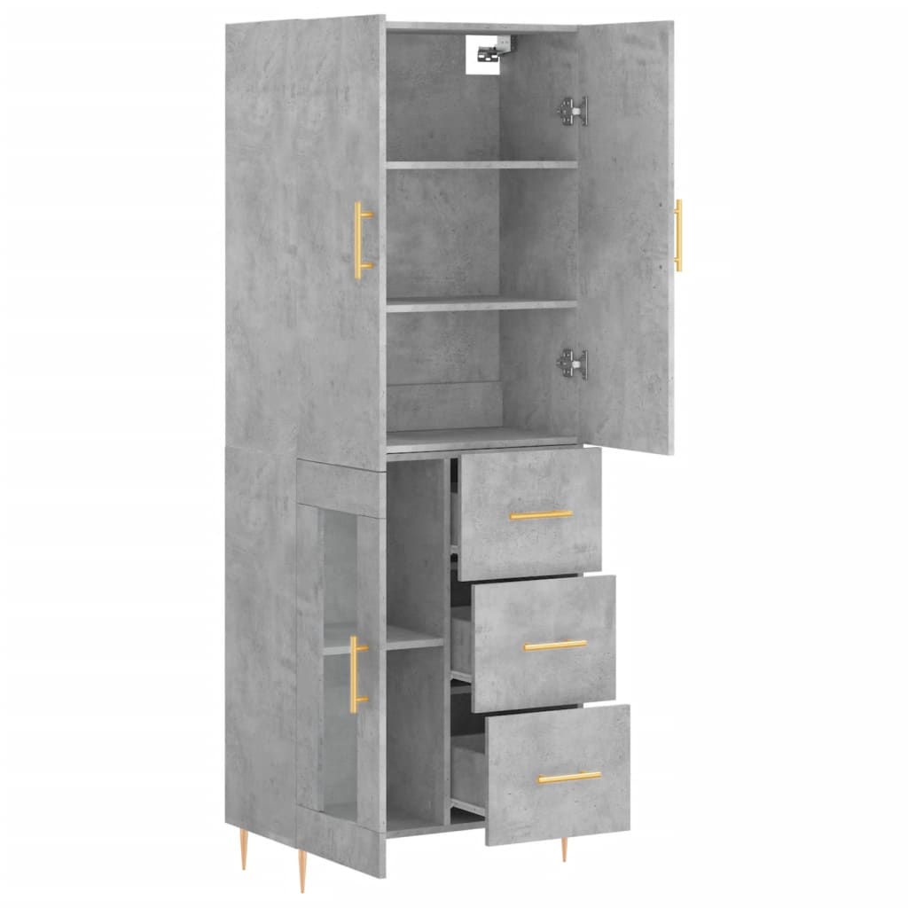 Highboard Concrete Grey 69.5x34x180 cm Engineered Wood