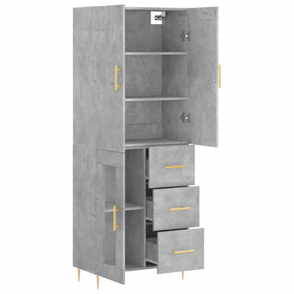 Highboard Concrete Grey 69.5x34x180 cm Engineered Wood
