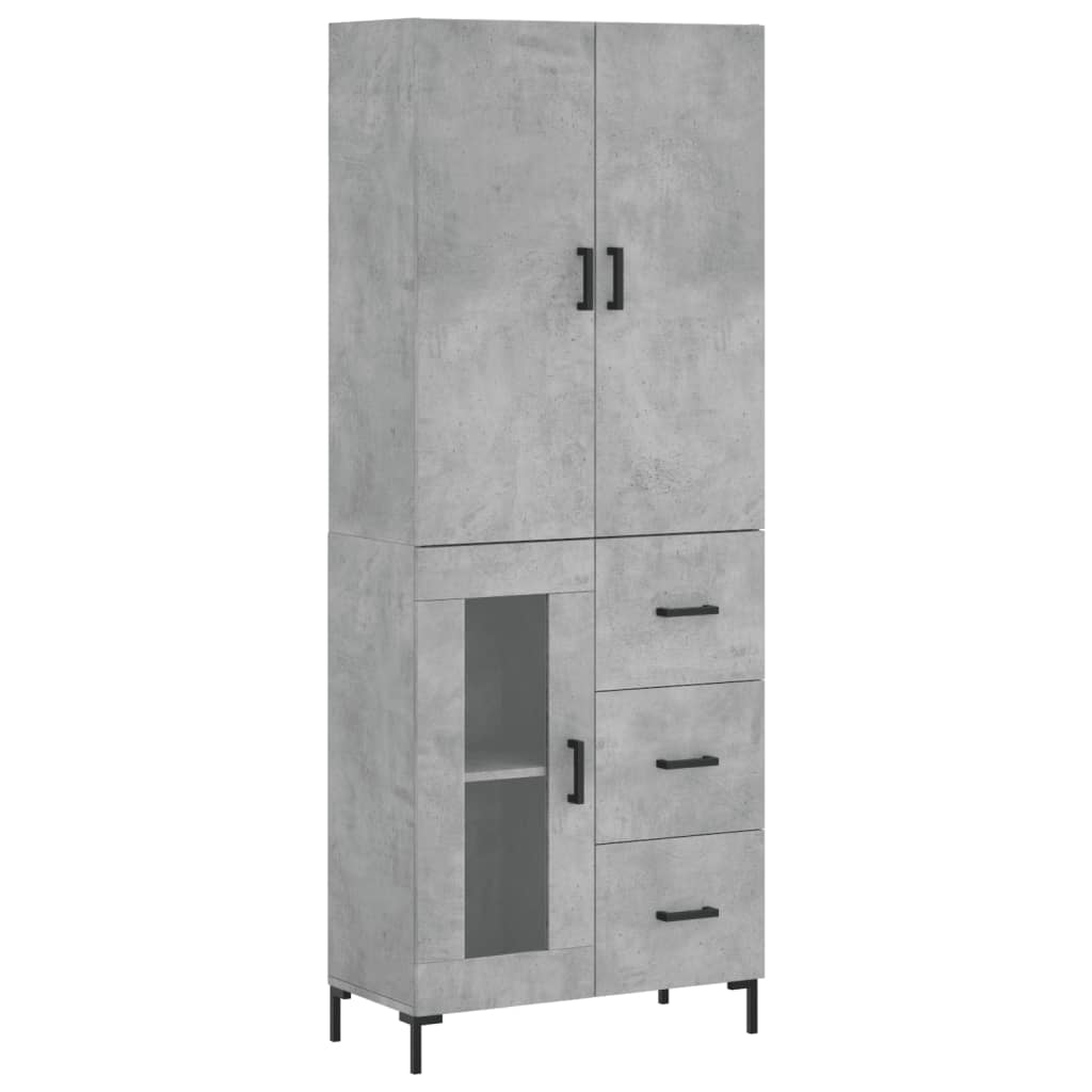 Highboard Concrete Grey 69.5x34x180 cm Engineered Wood