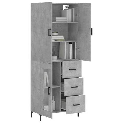 Highboard Concrete Grey 69.5x34x180 cm Engineered Wood