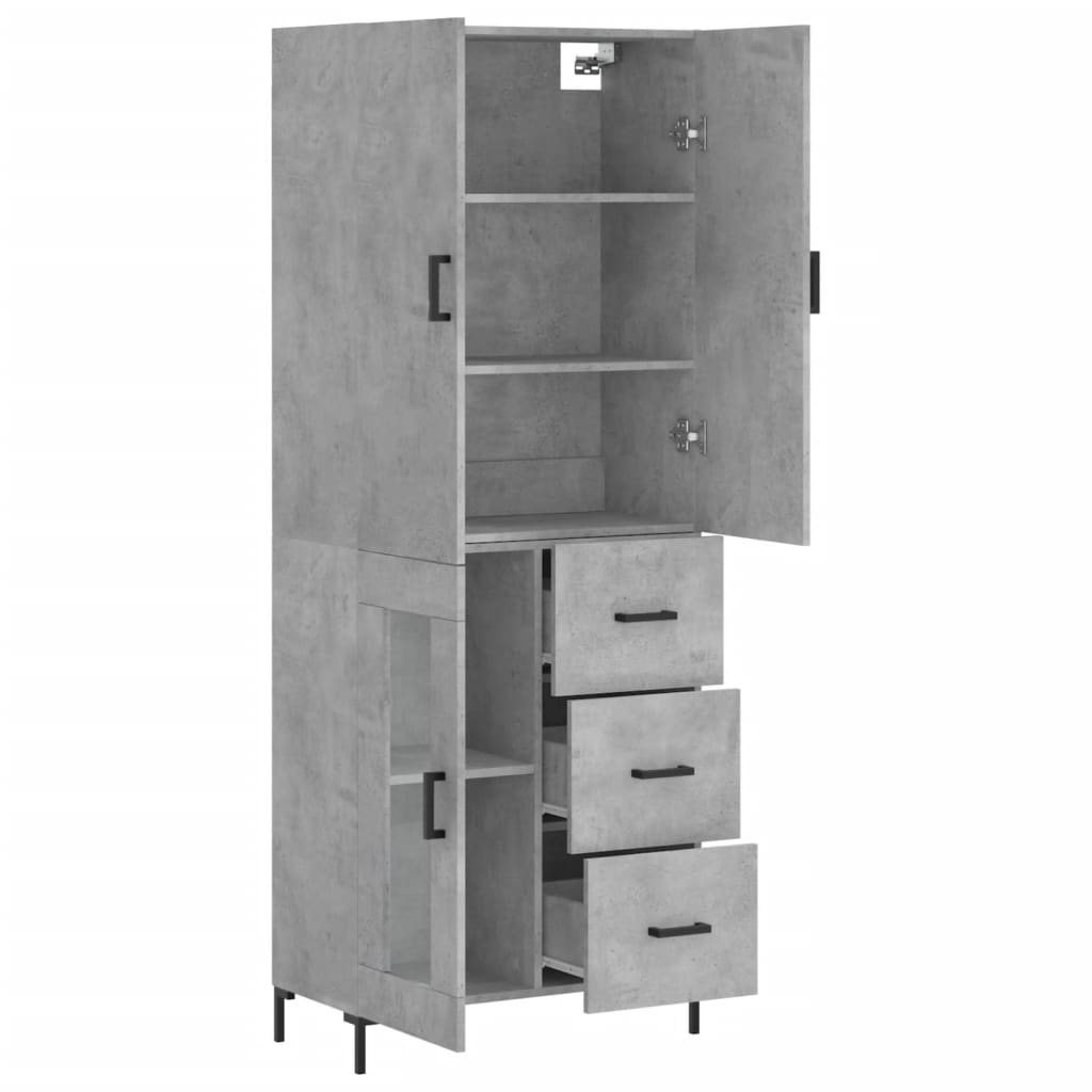 Highboard Concrete Grey 69.5x34x180 cm Engineered Wood
