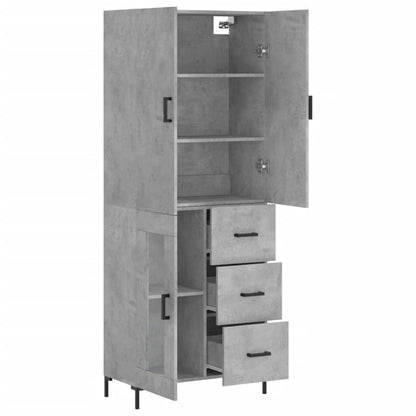Highboard Concrete Grey 69.5x34x180 cm Engineered Wood