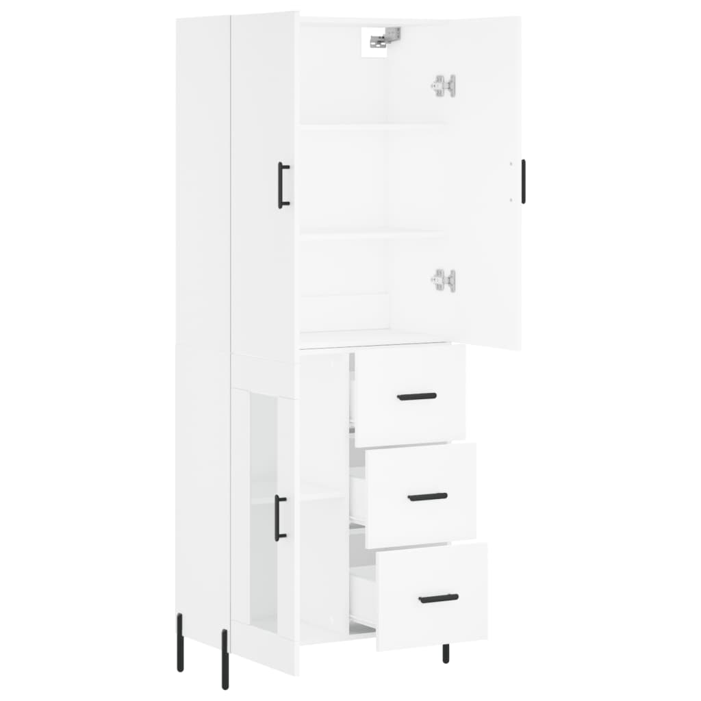 Highboard White 69.5x34x180 cm Engineered Wood