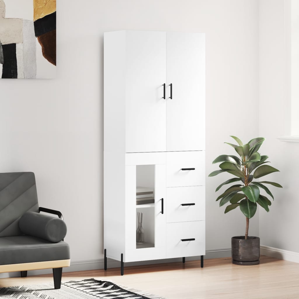 Highboard White 69.5x34x180 cm Engineered Wood