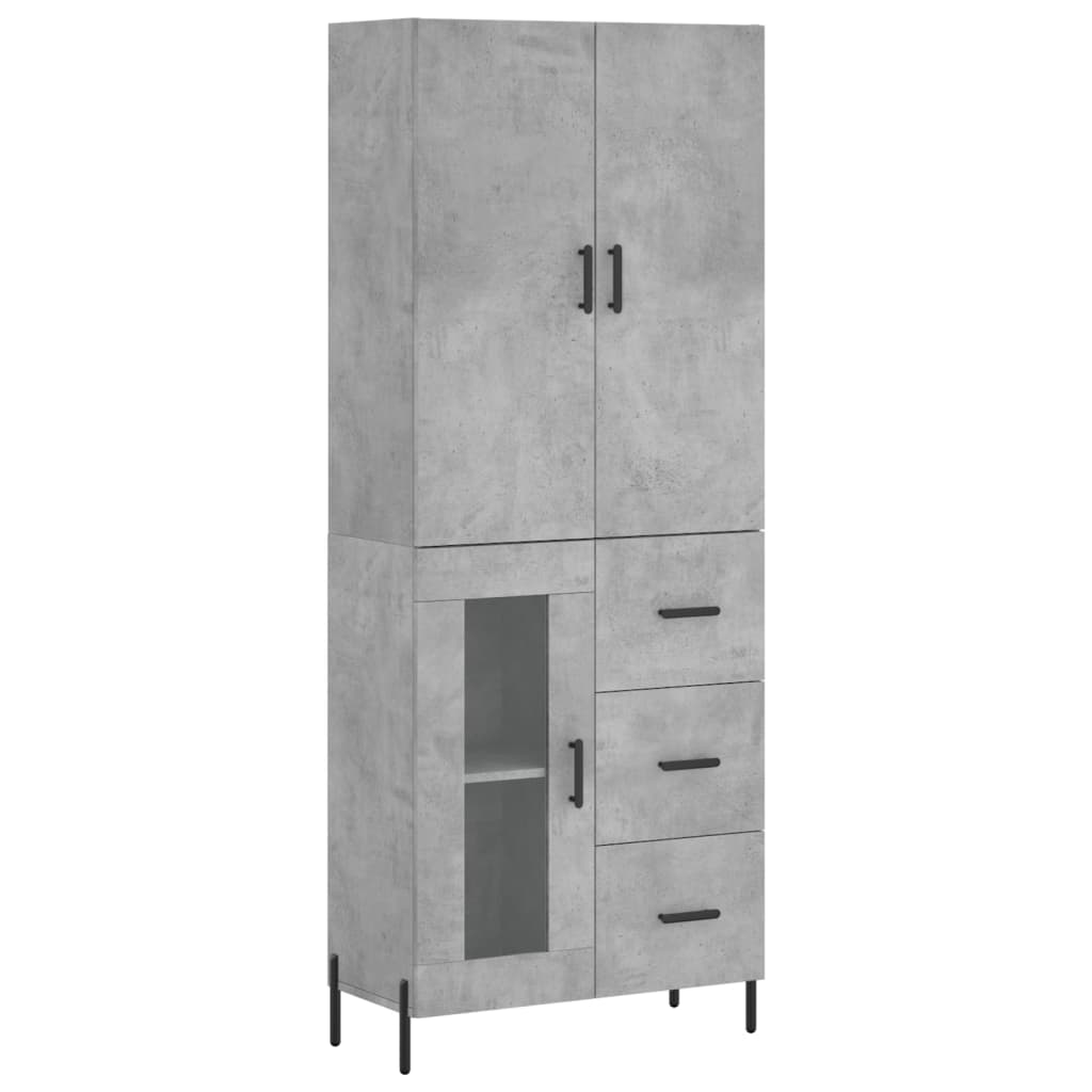 Highboard Concrete Grey 69.5x34x180 cm Engineered Wood