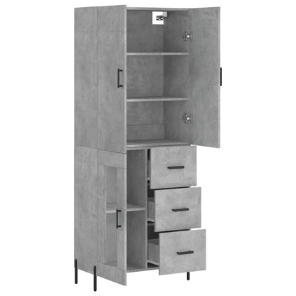 Highboard Concrete Grey 69.5x34x180 cm Engineered Wood