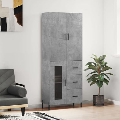 Highboard Concrete Grey 69.5x34x180 cm Engineered Wood