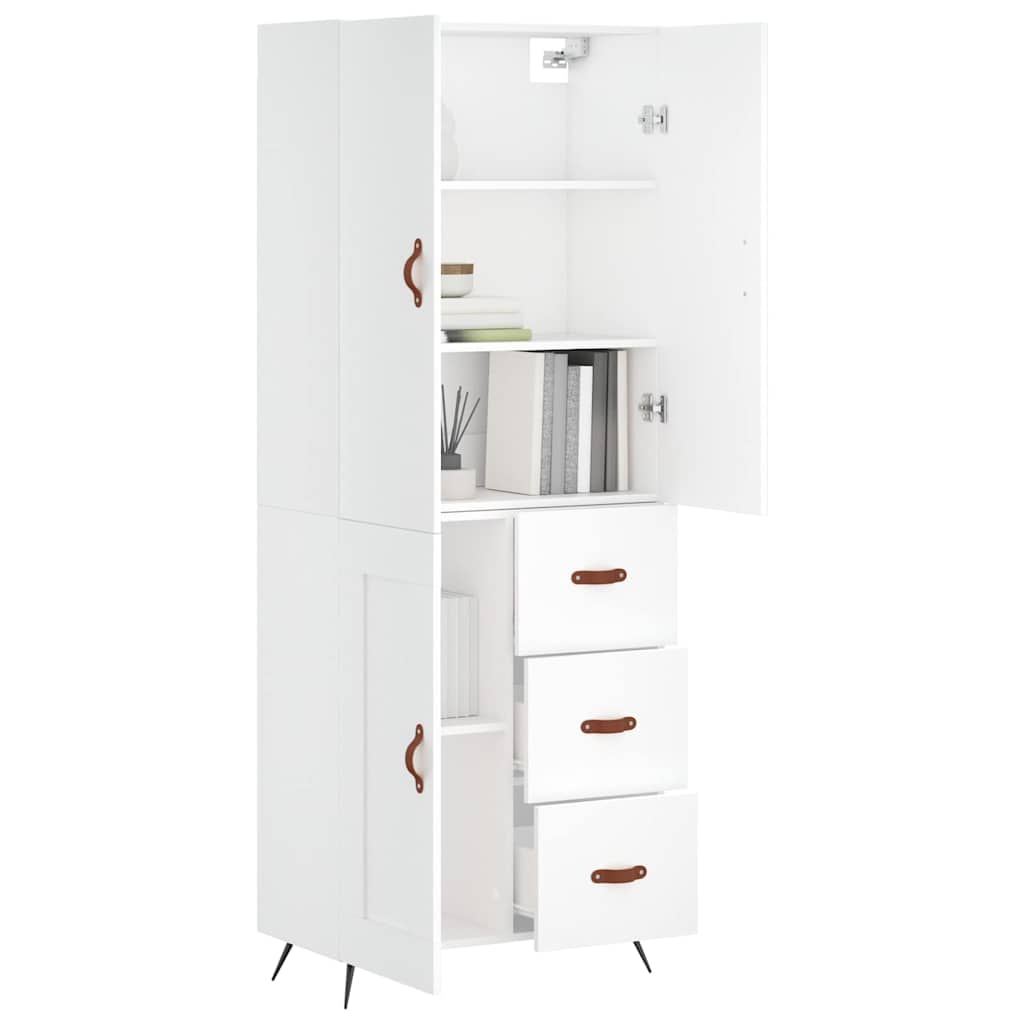 Highboard White 69,5x34x180 cm Engineered Wood