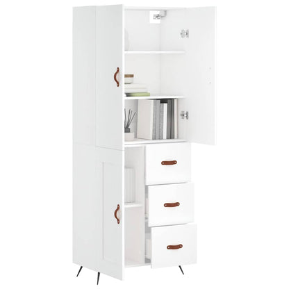Highboard White 69,5x34x180 cm Engineered Wood
