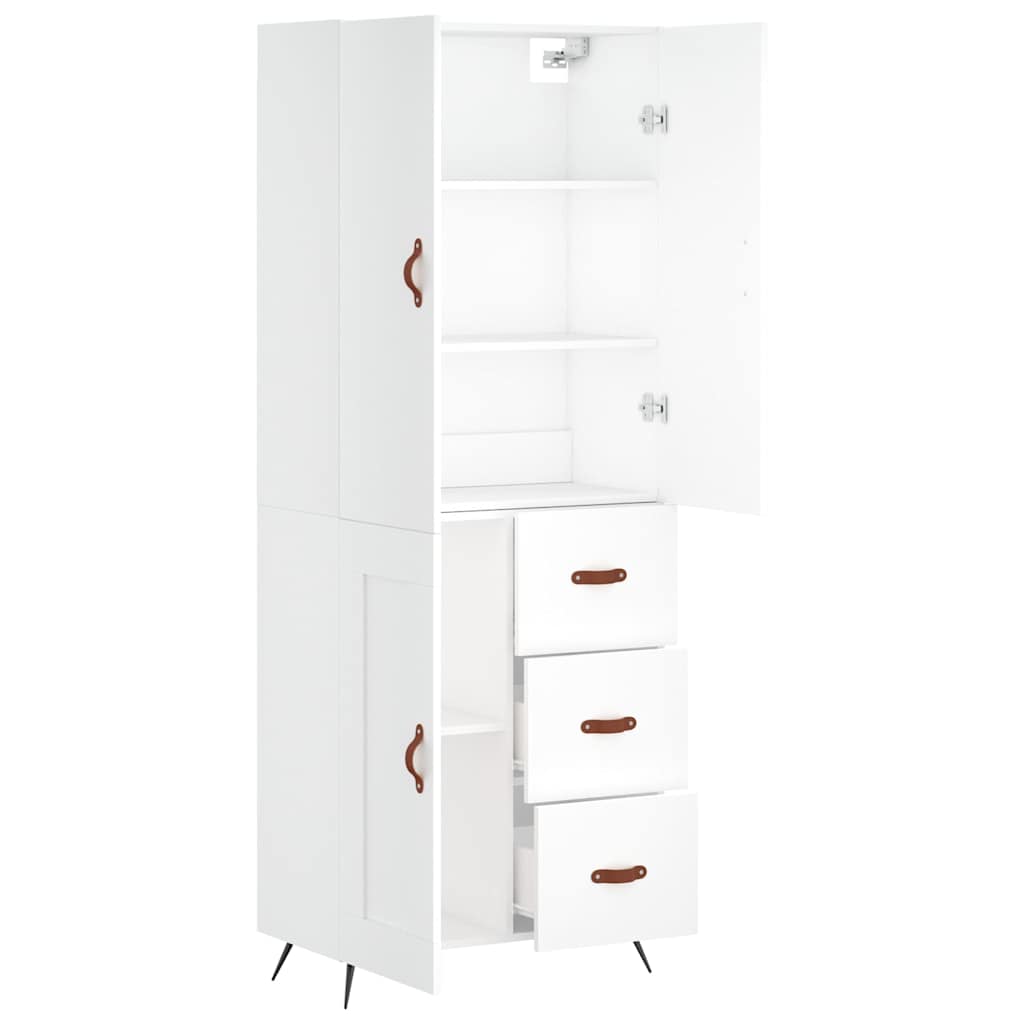 Highboard White 69.5x34x180 cm Engineered Wood
