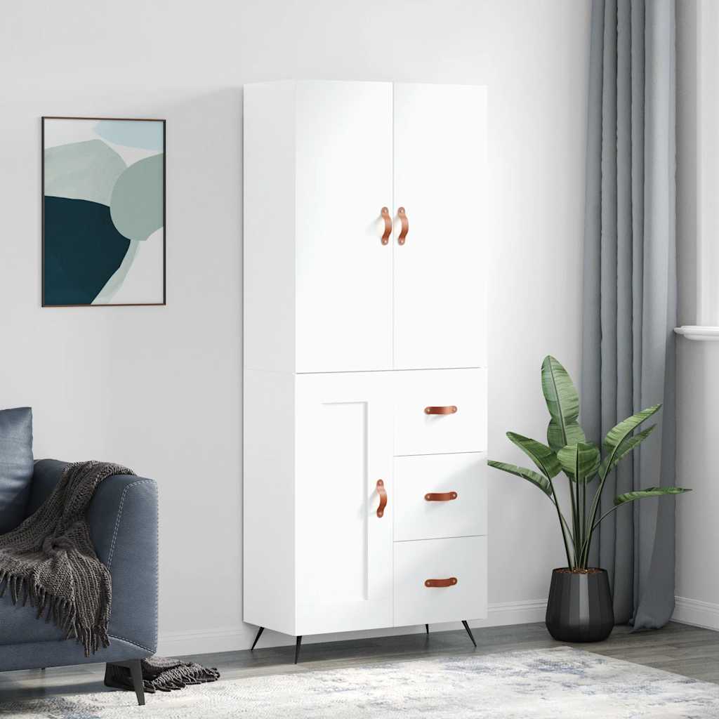Highboard White 69.5x34x180 cm Engineered Wood