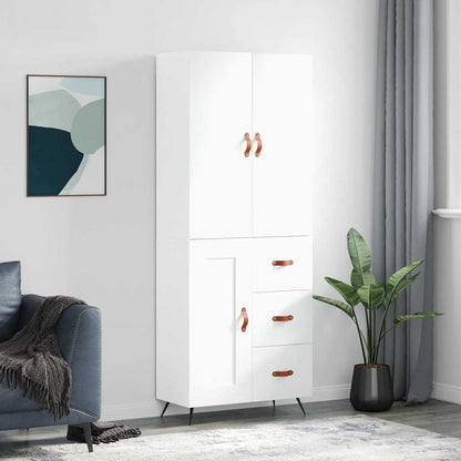 Highboard White 69.5x34x180 cm Engineered Wood