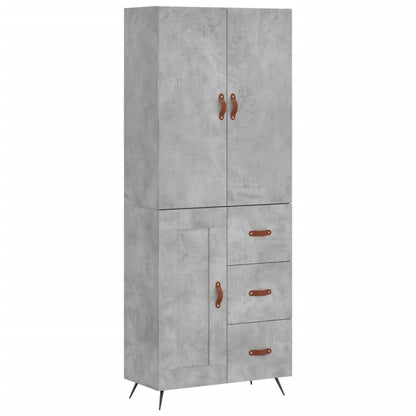 Highboard Concrete Grey 69.5x34x180 cm Engineered Wood