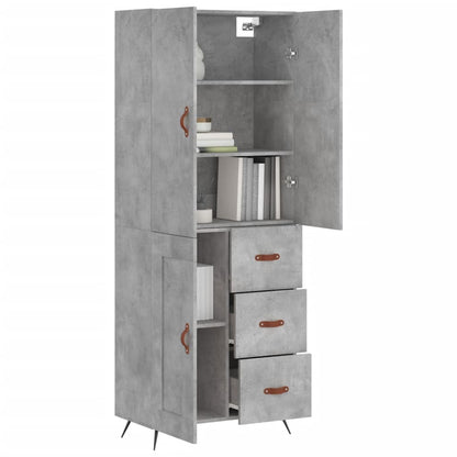 Highboard Concrete Grey 69.5x34x180 cm Engineered Wood