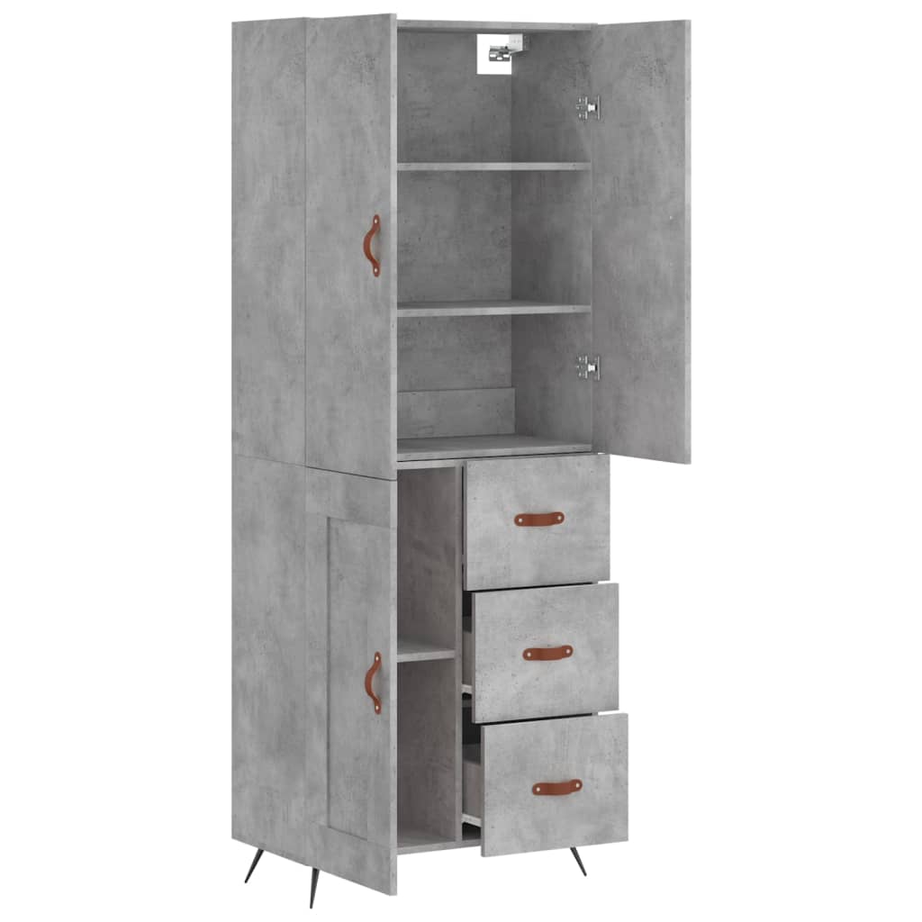 Highboard Concrete Grey 69.5x34x180 cm Engineered Wood