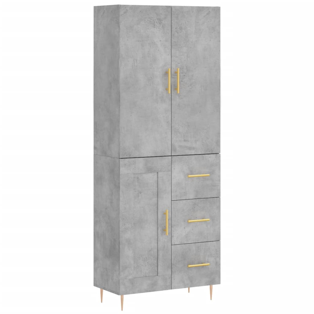 Highboard Concrete Grey 69.5x34x180 cm Engineered Wood