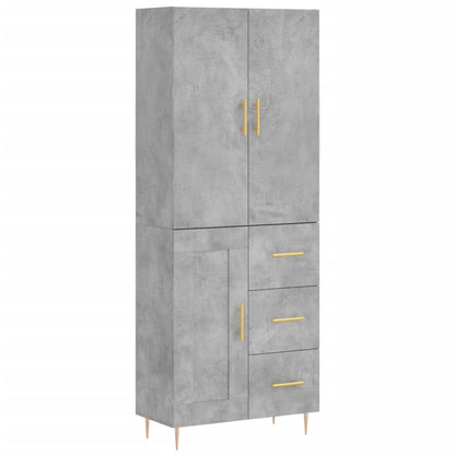 Highboard Concrete Grey 69.5x34x180 cm Engineered Wood