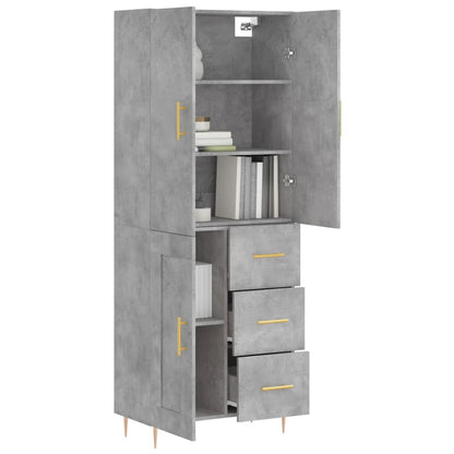 Highboard Concrete Grey 69.5x34x180 cm Engineered Wood