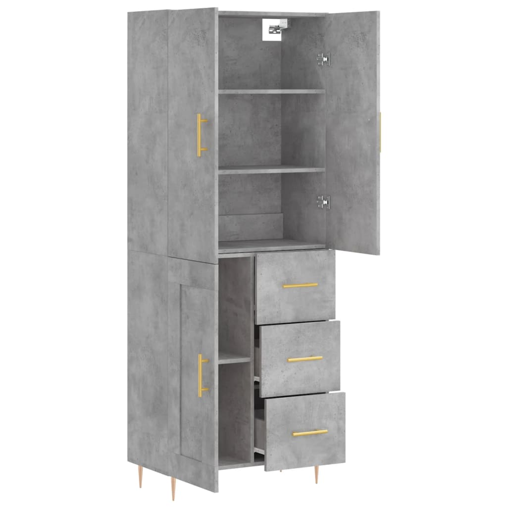 Highboard Concrete Grey 69.5x34x180 cm Engineered Wood