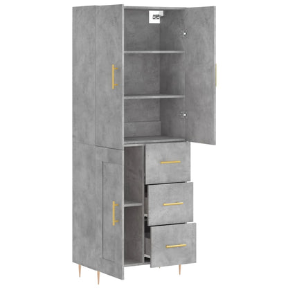 Highboard Concrete Grey 69.5x34x180 cm Engineered Wood
