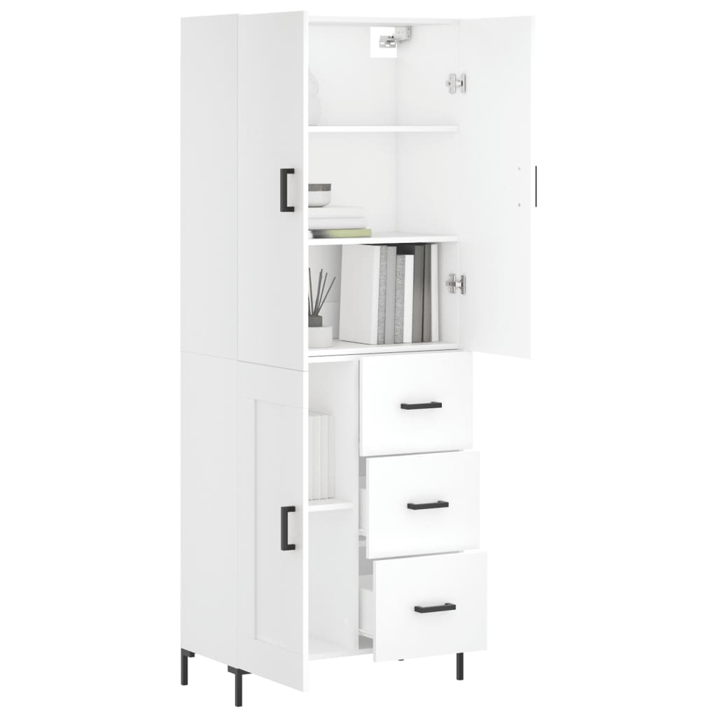Highboard White 69.5x34x180 cm Engineered Wood