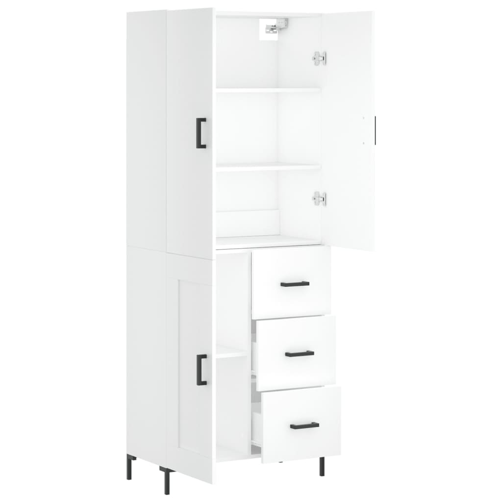 Highboard White 69.5x34x180 cm Engineered Wood