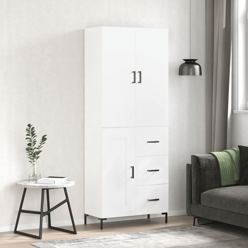 Highboard White 69.5x34x180 cm Engineered Wood
