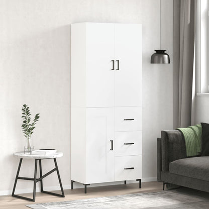 Highboard White 69.5x34x180 cm Engineered Wood