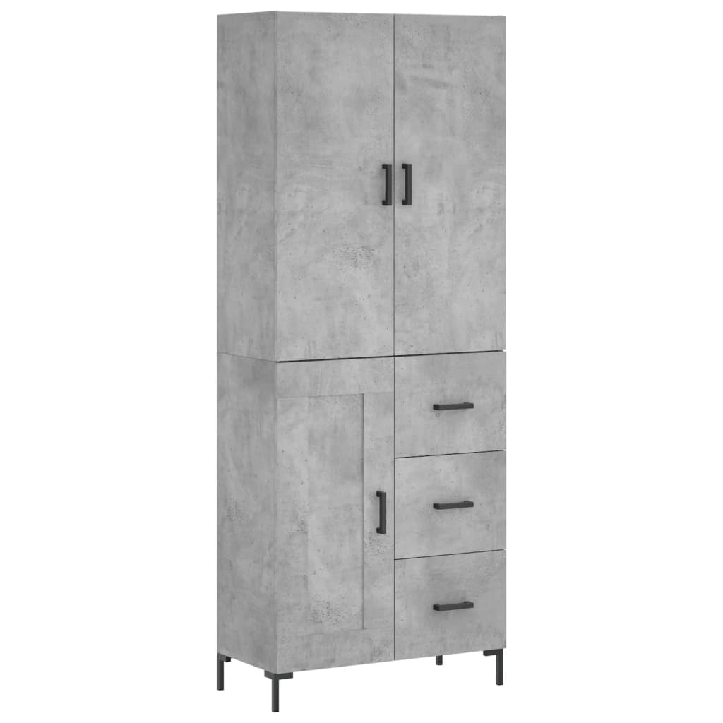 Highboard Concrete Grey 69.5x34x180 cm Engineered Wood