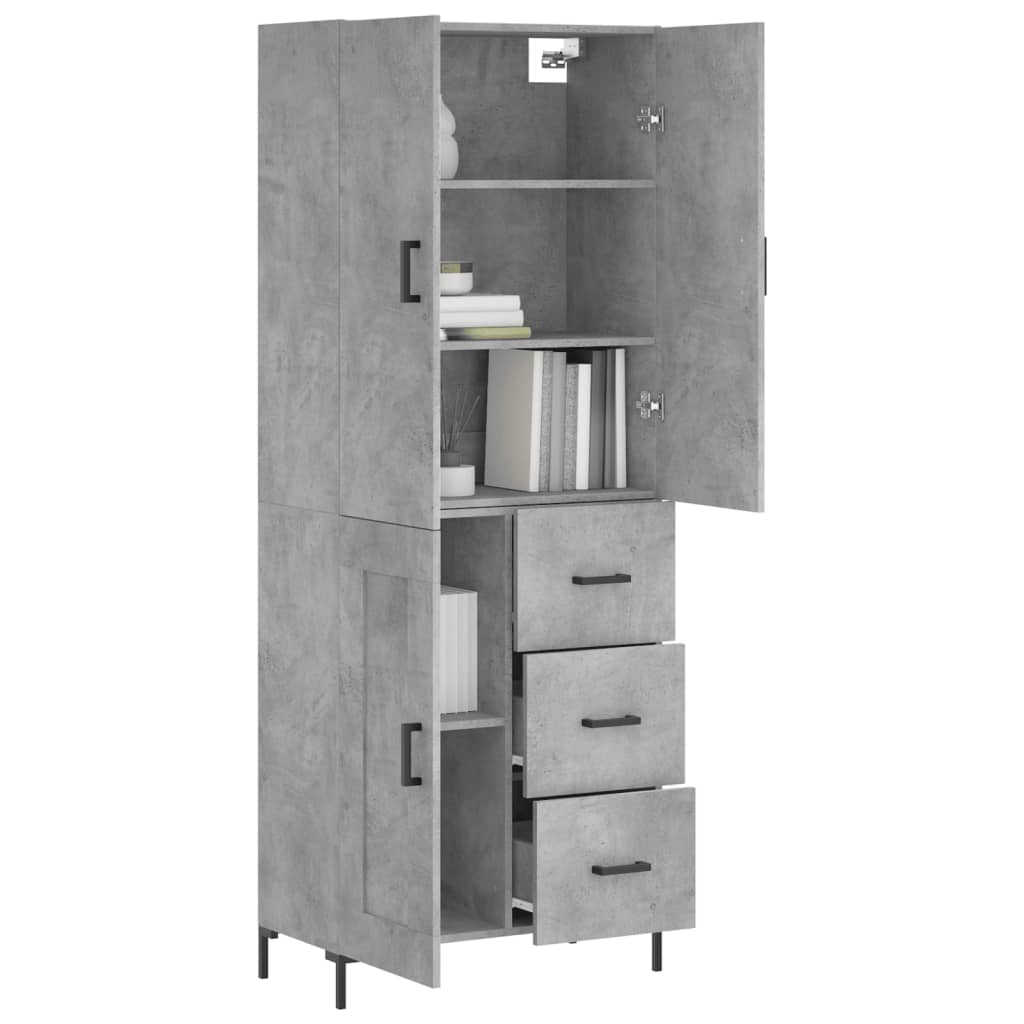 Highboard Concrete Grey 69.5x34x180 cm Engineered Wood