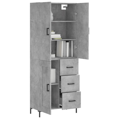 Highboard Concrete Grey 69.5x34x180 cm Engineered Wood