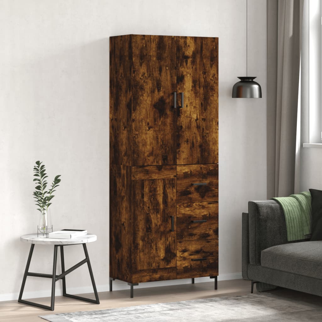 Highboard Smoked Oak 69.5x34x180 cm Engineered Wood