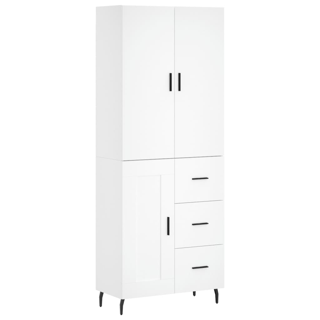Highboard White 69,5x34x180 cm Engineered Wood