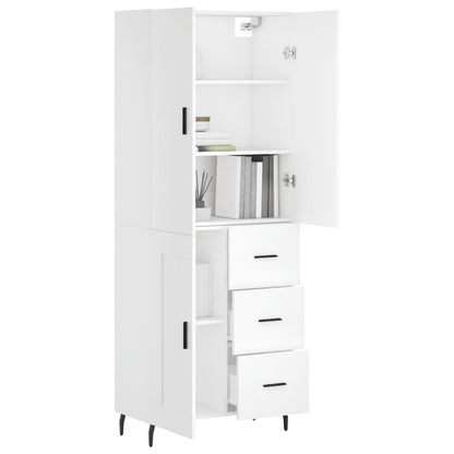 Highboard White 69,5x34x180 cm Engineered Wood