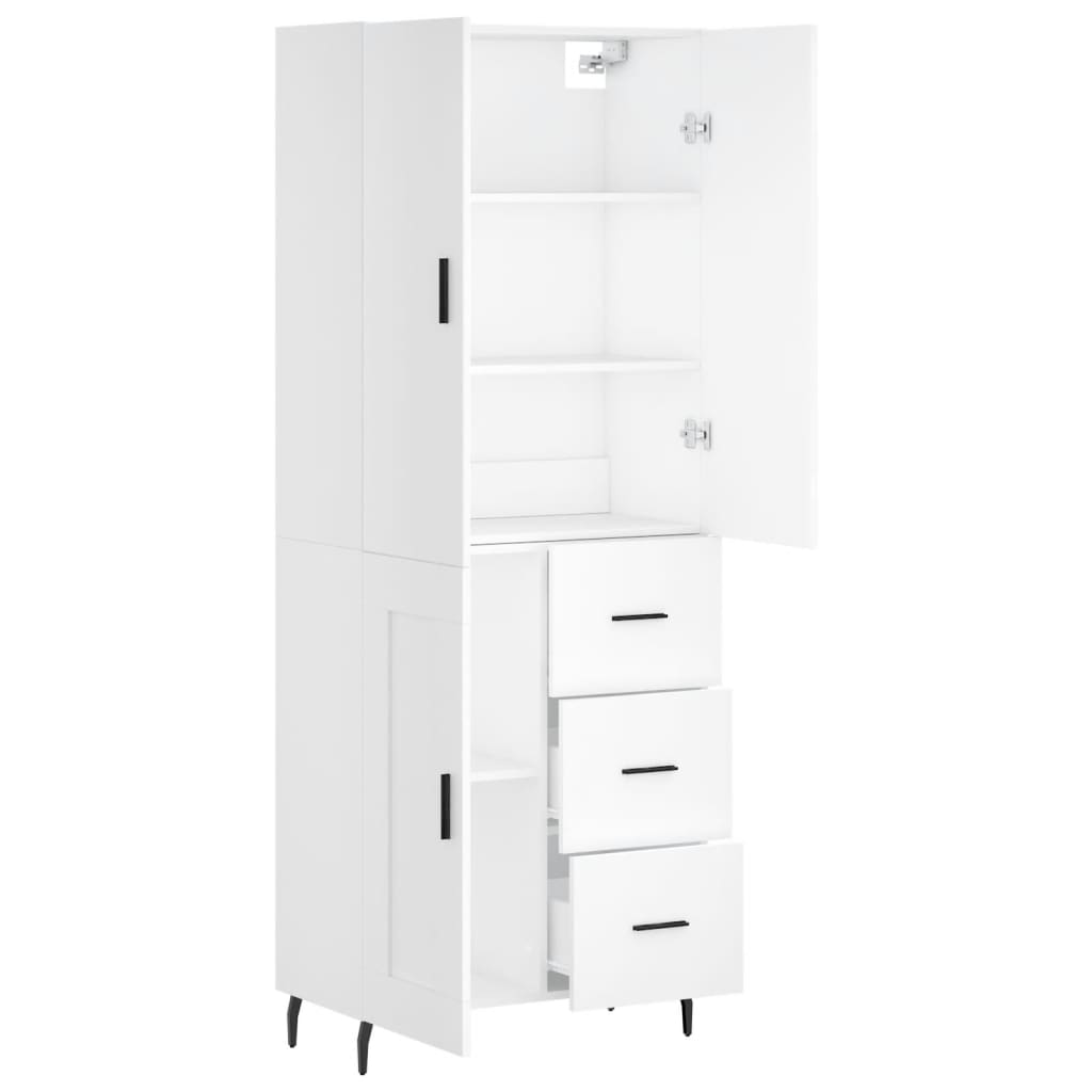 Highboard White 69,5x34x180 cm Engineered Wood